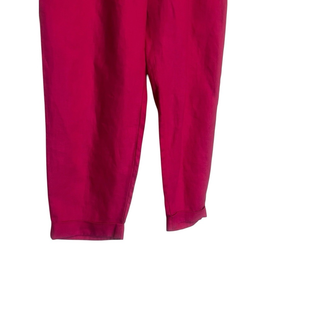 United Colors of Benetton Linen Pants M Pink Pull On Tapered - Picture 6 of 8